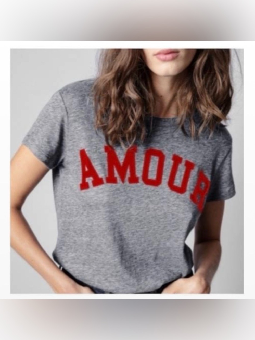 Zadig & Voltaire Gray Tee with Bright Red Applique - Picture 7 of 7